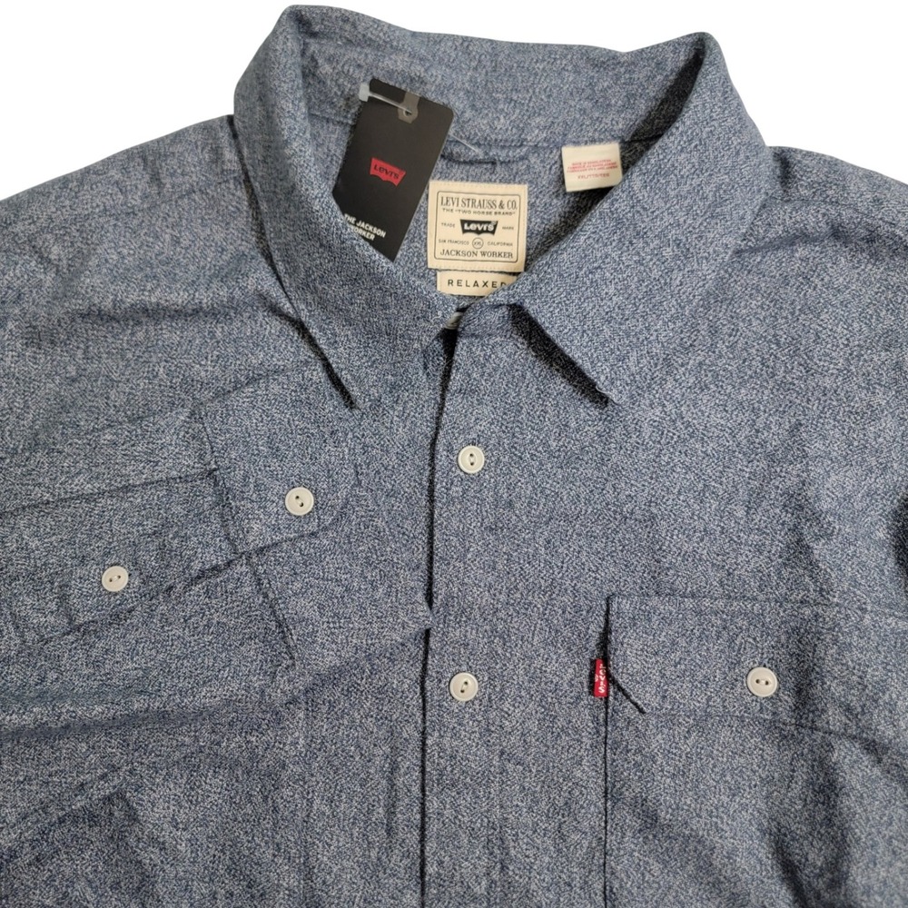 Levis Jackson Worker Shirt Mens XXL Relaxed Fit Denim Blue Overshirt Long Sleeve